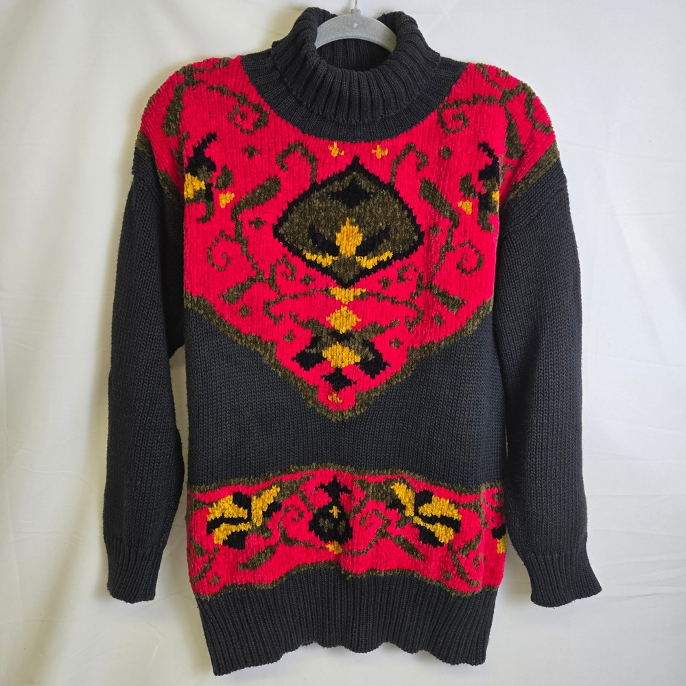 Silvercord Oversized Knit‎ Turtleneck Bold Grandmacore Vintage Medium READ